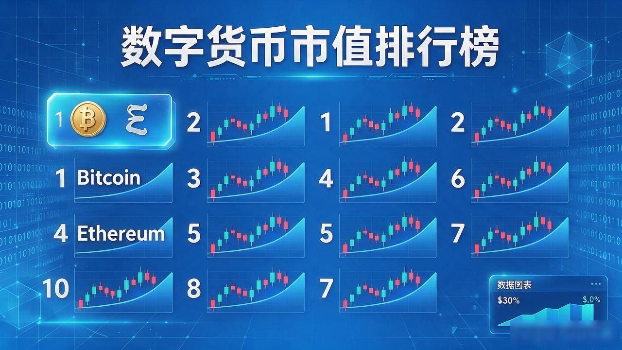 数字货币市值排行版最新数据：前十大币种排名与走势特点全解读