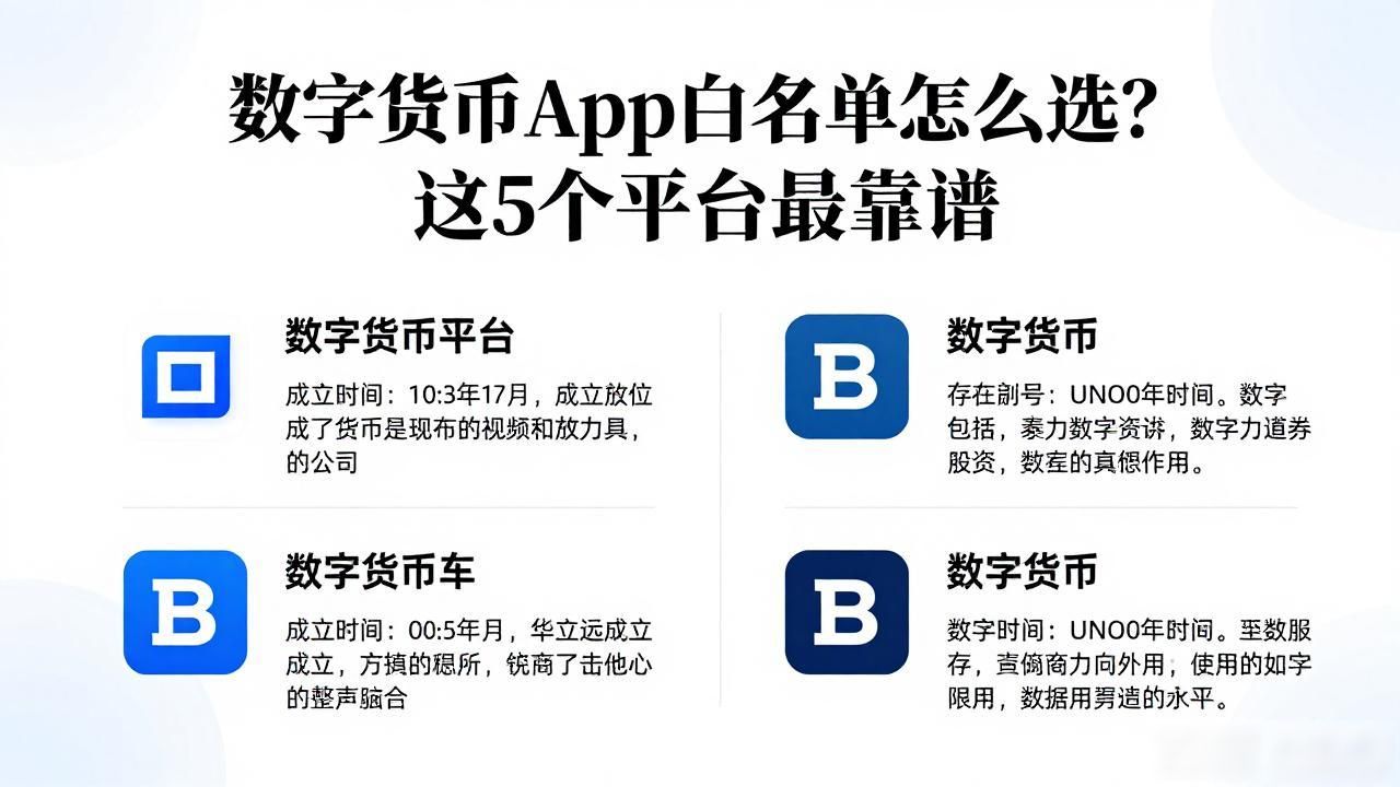 数字货币app白名单怎么选？这5个平台最靠谱