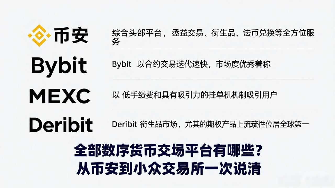 全部数字货币交易平台有哪些？从币安到小众交易所一次说清