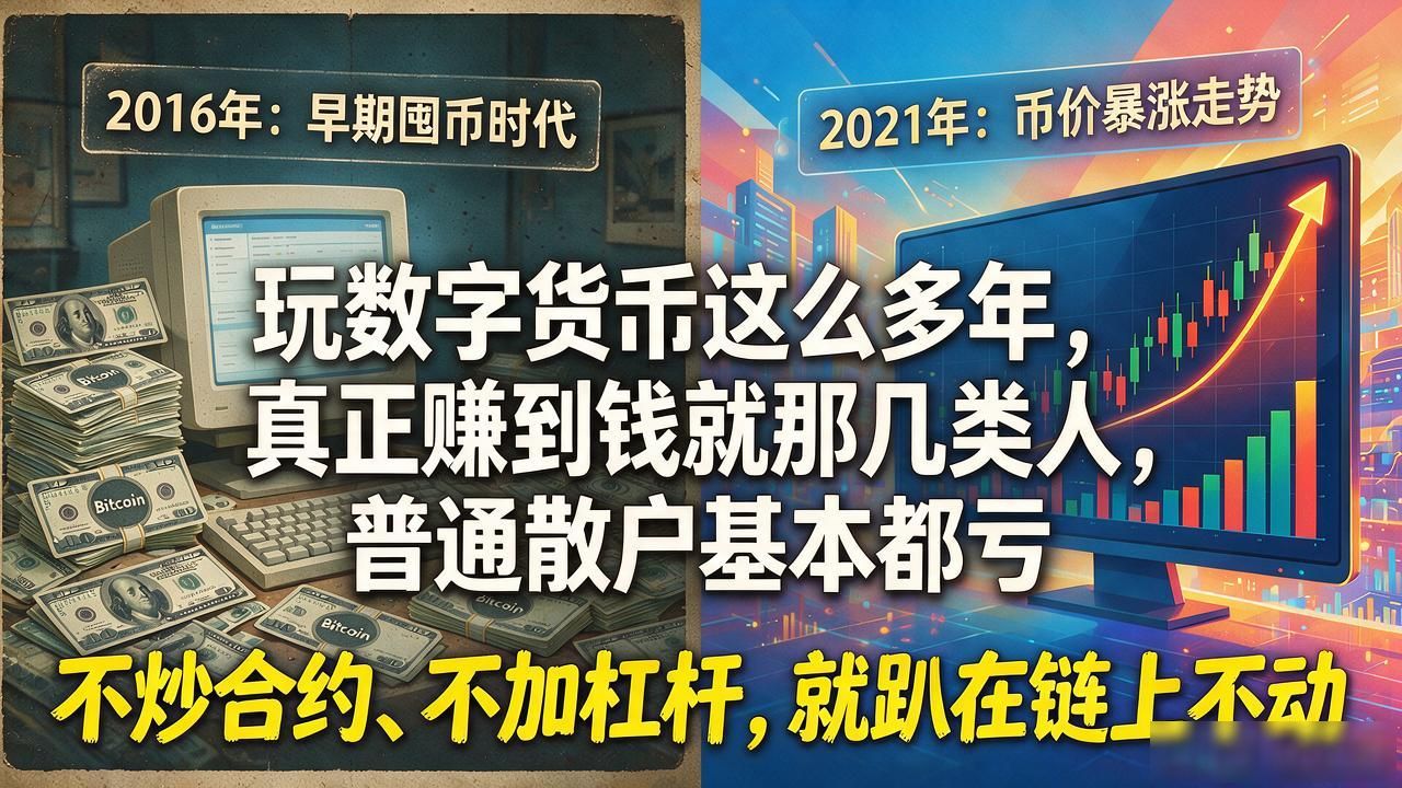 玩数字货币这么多年，真正赚到钱就那几类人，普通散户基本都亏